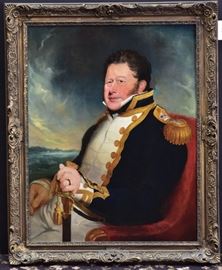 Charles Hancock
Portrait of An Admiral
36" x 28" oil on canvas
signed and dated 1823 lower center