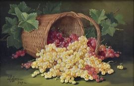 J.C. Spencer
Still Life - Grapes
12" x 18" oil on canvas
signed and dated 1909 lower left