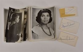Marian Anderson Autographed Cards (43)
most on 3" x 5" cards together with
28 unsigned photographs, most 8" x 10",
by S. Hurok, one by Annemarie Heinrich
from the estate of Anderson's personal secretary