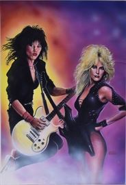 Greg Fox and Scott Jackson Original Illustrations
Lady Madonna, Her Life and Love
15" x 10" (image) pen and ink, together with 
The Runaways, Joan Jet & Lita Ford
17" x 11" gouache, signed lower right