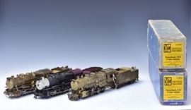 Two MG (Max Gray) Locomotives and Tenders
including two Pennsylvania 0-8-0 "C" Class
Switchers, with the original boxes, together with a brass
New Haven Engine #5612