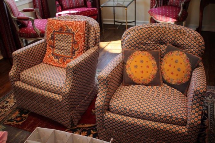 Upholstered Chairs and Decorative Pillows