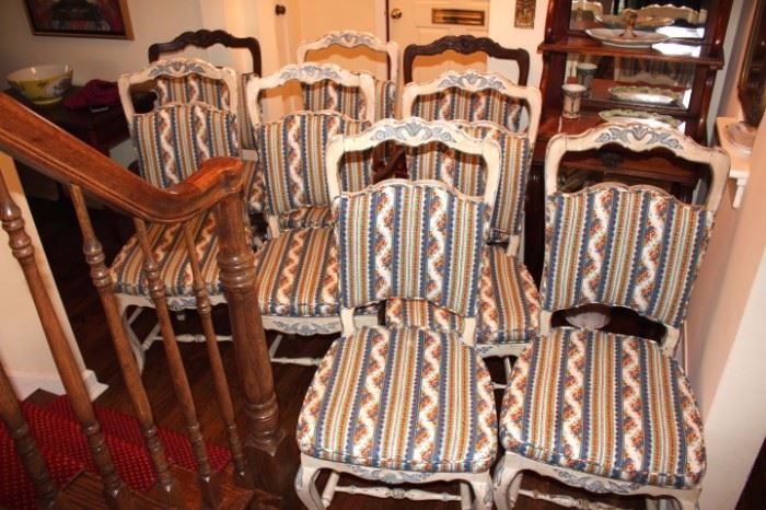 6 Matching, Upholstered Chairs and other assorted Chairs