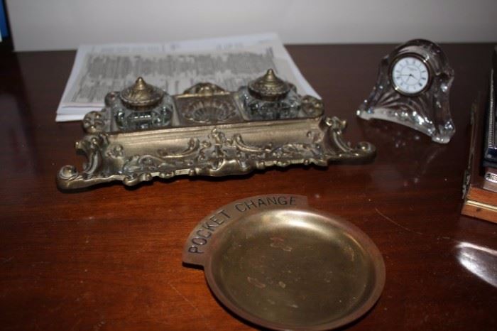 Inkwells, Small Clock and Pocket Change Plate