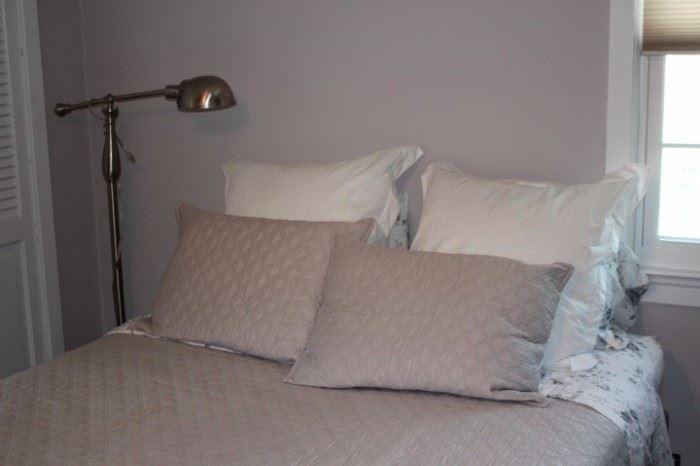 Bed Linens & Floor Lamp