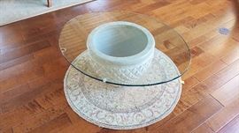 Glass Top Pottery Coffee Table - $150