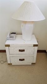 Wicker Night Stand - $20; White Lamp - $10
