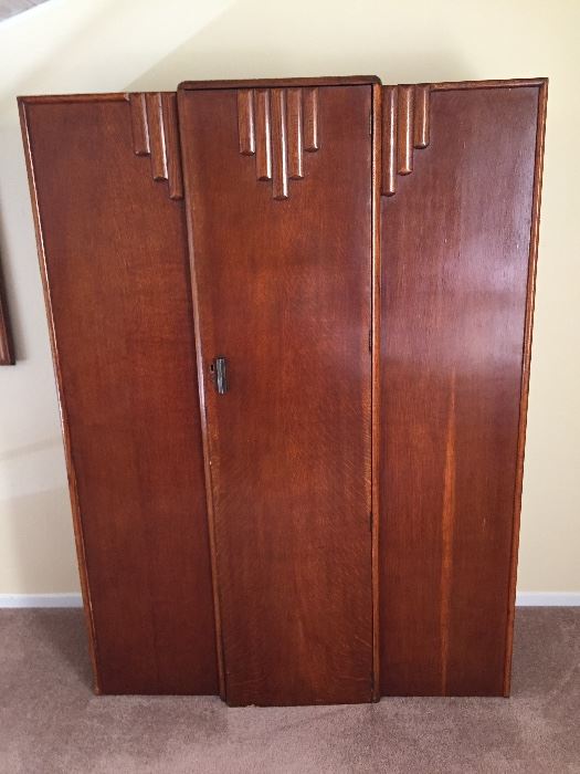 art deco armoire with mirror inside