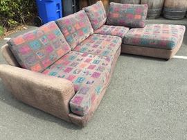 2 piece sectional with adjustable back rests, faded, soiled BLOW OUT price