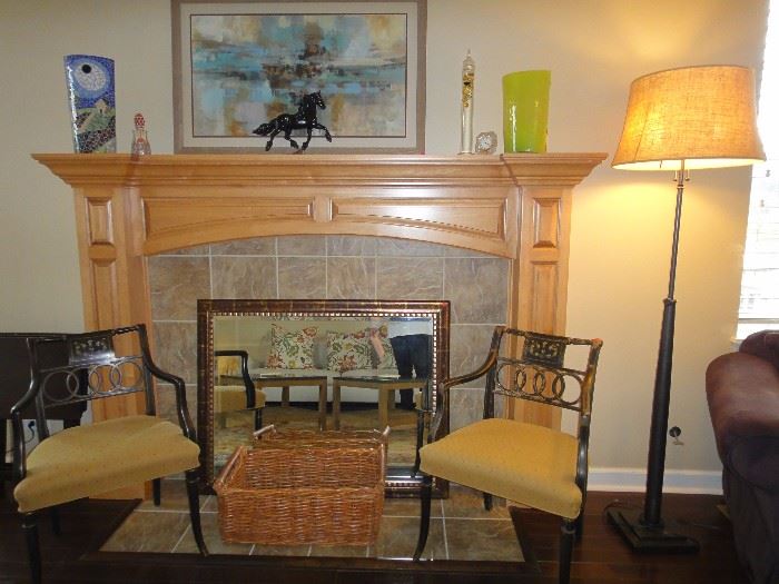 Side arm chairs, Mirror, Pottery Barn Floor Lamp