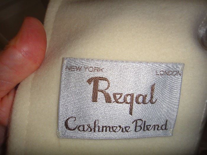 Regal Cashmere Blend long coat, fur trim