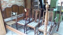 Dining chairs, double bed and children's metal playhouse furniture