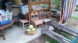 Chairs, benches, coffee table, children's rockers