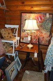 Yes, we are having to stack the furniture! Side chairs, side table, art, Lenox lamp