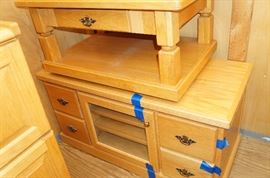 Media cabinet, side table. I love that all of these have hidden casters making them easy to move!