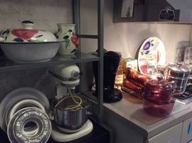 Kitchen ware galore, including Kitchen Aid stand mixer