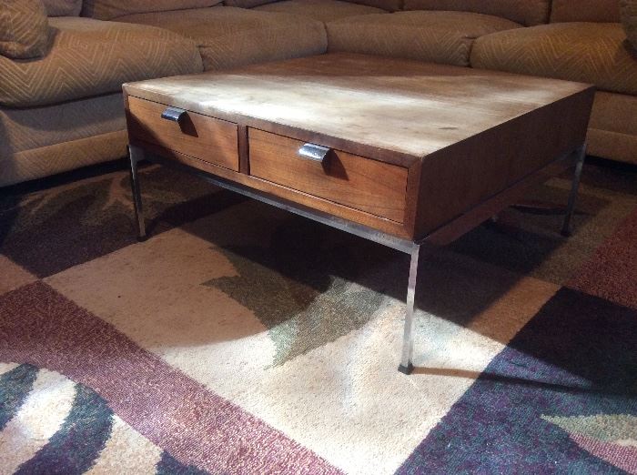 MCM wood and chrome coffee table 