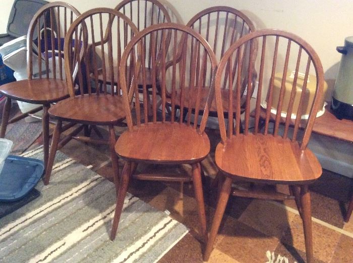 Set of wood Windsor style chairs