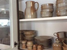 Full set mid century Iron Mountain stoneware, White Top pattern