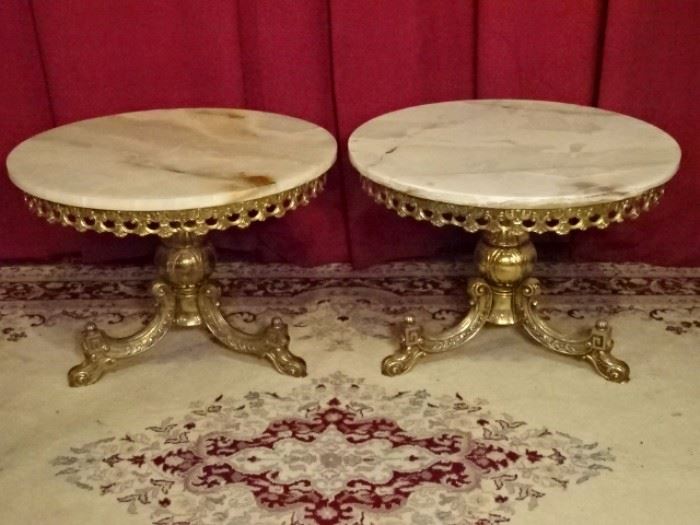 VINTAGE ITALIAN ONYX AND BRASS TABLES