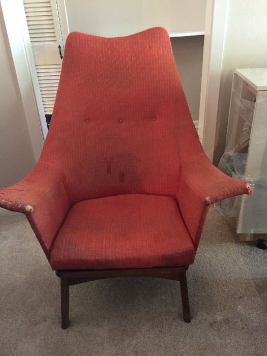 Adrian Pearsall  mid century modern pair chairs, need upholstery 