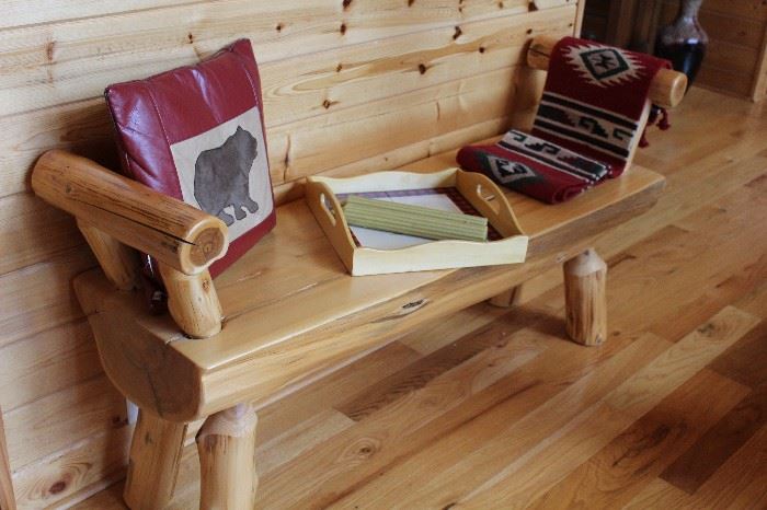 Log cabin style bench