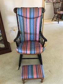 Rocking chair and ottoman with custom cushions 