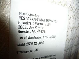 LABEL ON MATTRESS