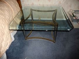 GLASS TOP/BRASS BASE COFFEE TABLE