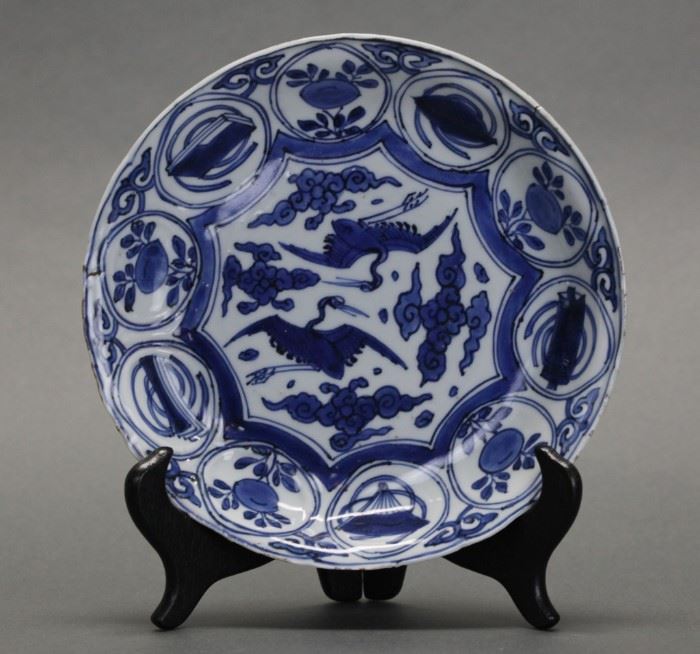 Chinese blue & white porcelain plate, Ming dynasty, 8in(diameter) 