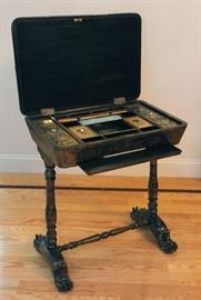 Chinese export black lacquer work table, 19th c., 25.1in(L) x 16.5in(W) x 28.5in(H) 