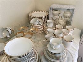 Gold and White dishes