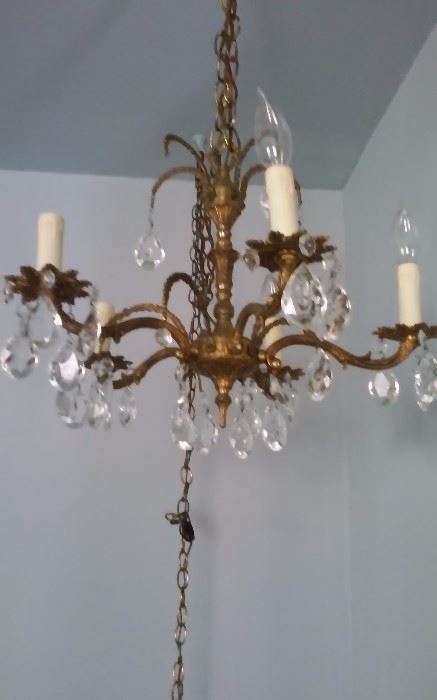Brass crystal chandelier 