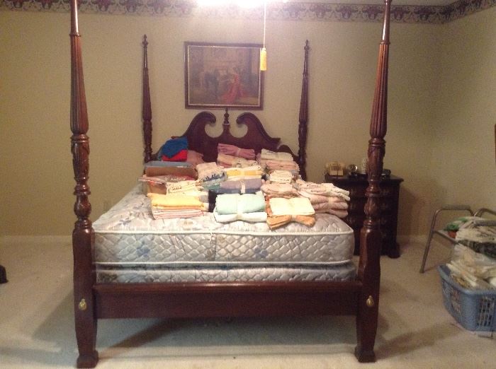 4 Poster Rice Bed Queen size price inclueds the mattress and box springs... Perfect condition!!!                    We have the original paperwork when it was bought and the prices....