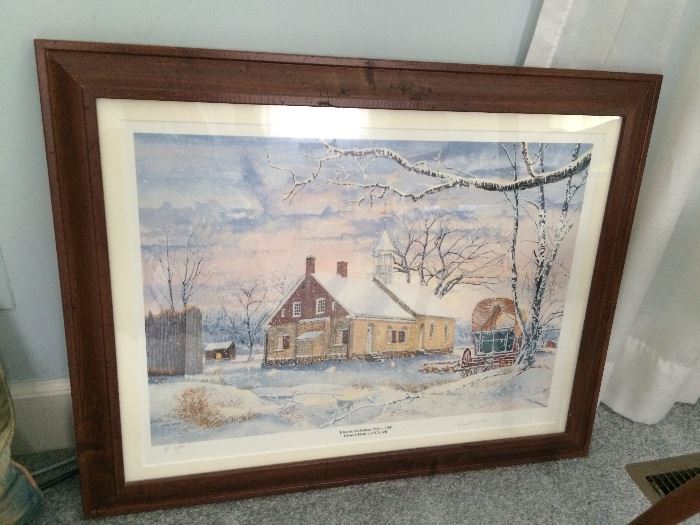 historic Bethabra Park Gemein Haus & Church, framed art print, numbered/signed by Donald Greer artist