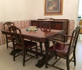 Vintage Table, Chairs, & Sideboard (1930s?) There is a Matching Server. 