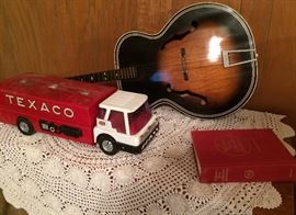 Vintage Harmony Guitar, Vintage Toy&nbsp;Texaco Fuel Truck by Brown & Bigelow