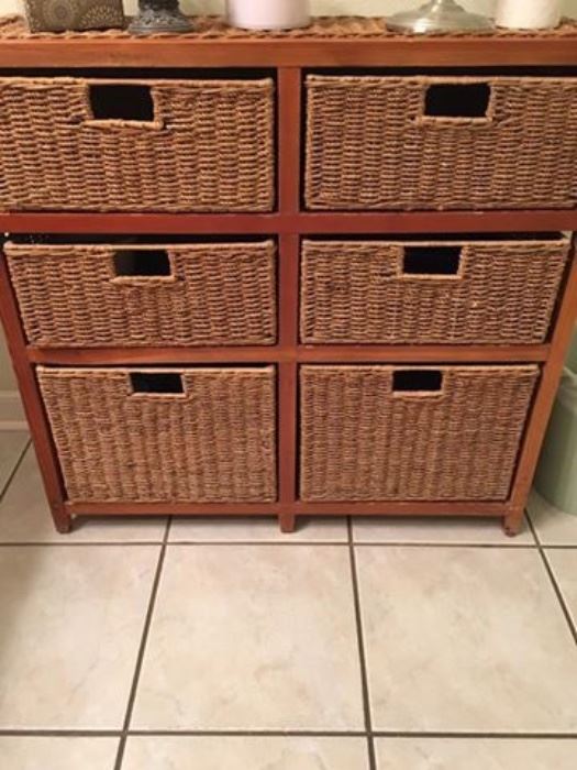 Cute Woven Storage Unit with Removable Storage Baskets