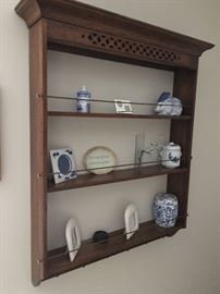 very cool hanging shelf for beloved treasures, photos, collectibles.