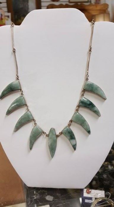 Sterling Silver Jade Necklace - $250