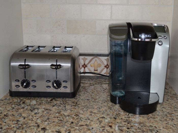 Toaster and Keurig coffee maker