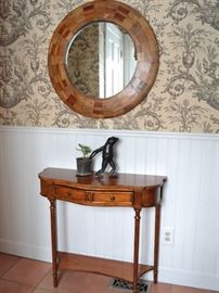 Marquetry mirror and hall table