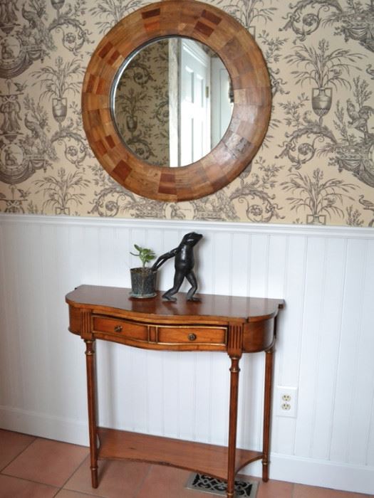 Marquetry mirror and hall table
