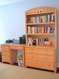 Maple desk and dresser with shelves