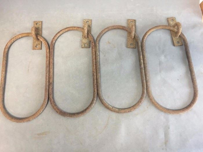 (4) Antique iron Horse tie down rings, 12.5" wide x 6.5" length
