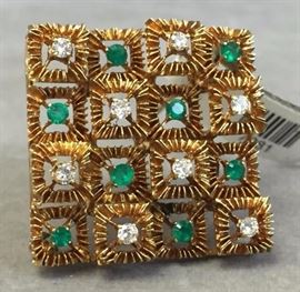 18kt Gold Emerald & Diamond Brooch, 14.6g, (emeralds 0.58ct, diamonds 0.40ct), AIG appraisal of $5,485.00 available upon purchase. All credit card purchases will be manually verified prior to shipment.
