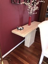 GORGEOUS STONE AND MARBLE VENEER SOFA TABLE - 55”LONG X 16”WIDE X 29.5” TALL