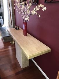GORGEOUS STONE AND MARBLE VENEER SOFA TABLE - 55”LONG X 16”WIDE X 29.5” TALL