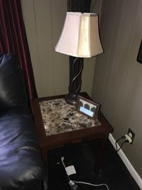 WOOD AND FAUX MARBLE SIDE TABLES-2 AVAILABLE