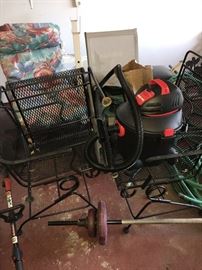 OUTDOOR CHAIRS , SHOP-VAC, GARDEN HOSE, GARDEN TOOLS